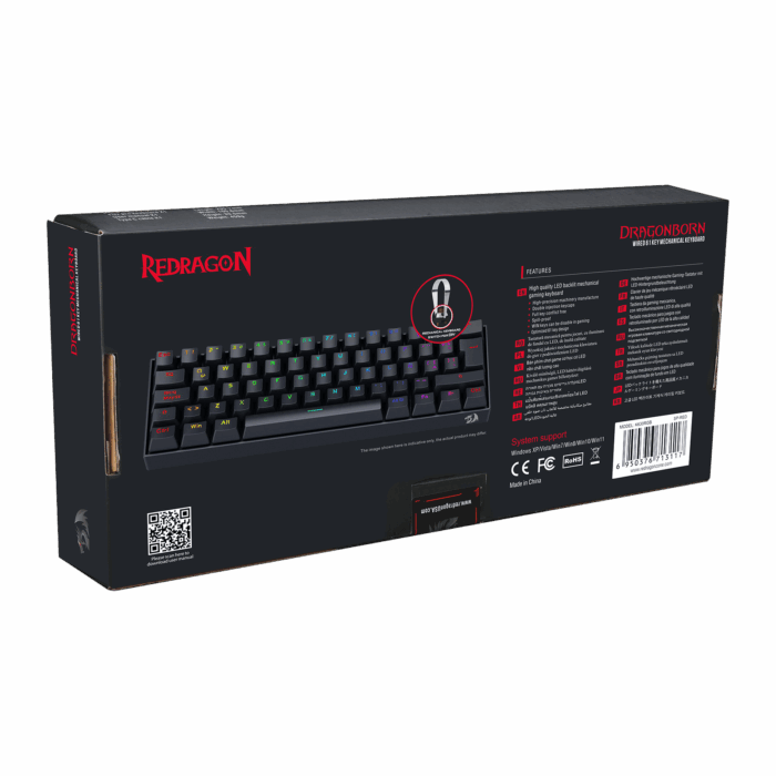 Teclado Mecanico Redragon DragonBorn K630 60%