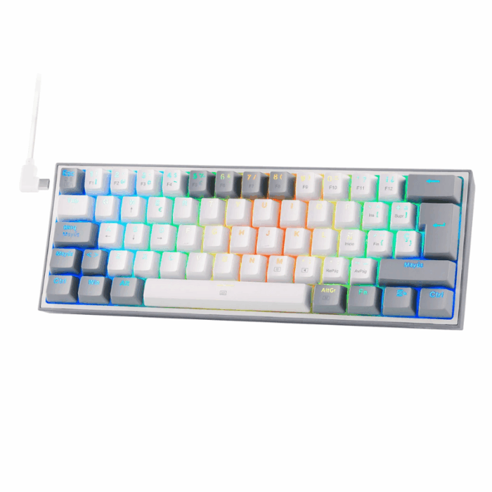 Teclado Mecánico Redragon Fizz K617ES Blanco y Gris